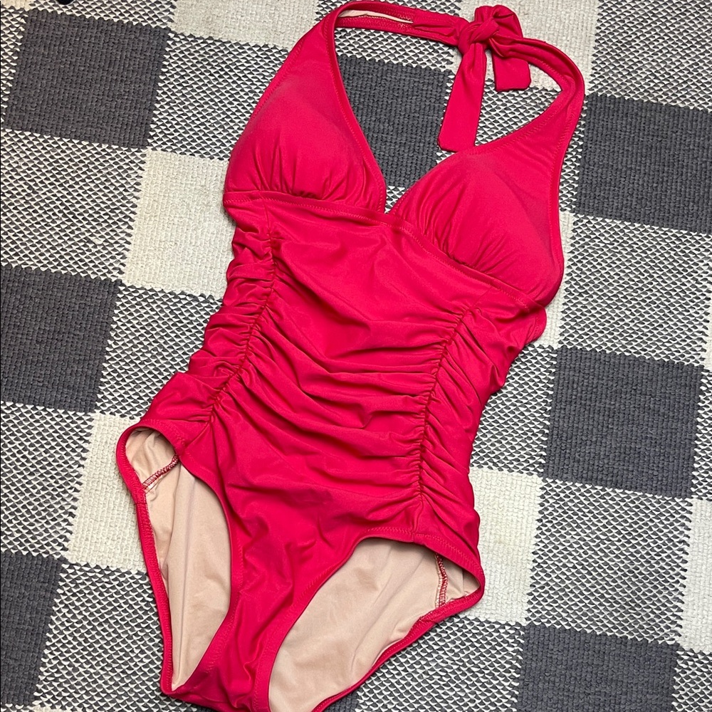 J Crew Ruched Halter One Piece swimsuit 0 Short torso